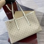 Gucci GG Emblem Large Tote Bag Beige And White GG Monogram Coated Fabric 38Cm 815213 FAD6L 9641 - Image 6
