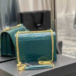 Saint Laurent Sunset Medium Chain Bag In Crocodile-Embossed Shiny Mint 22Cm 442906DND0J3144 - Image 6