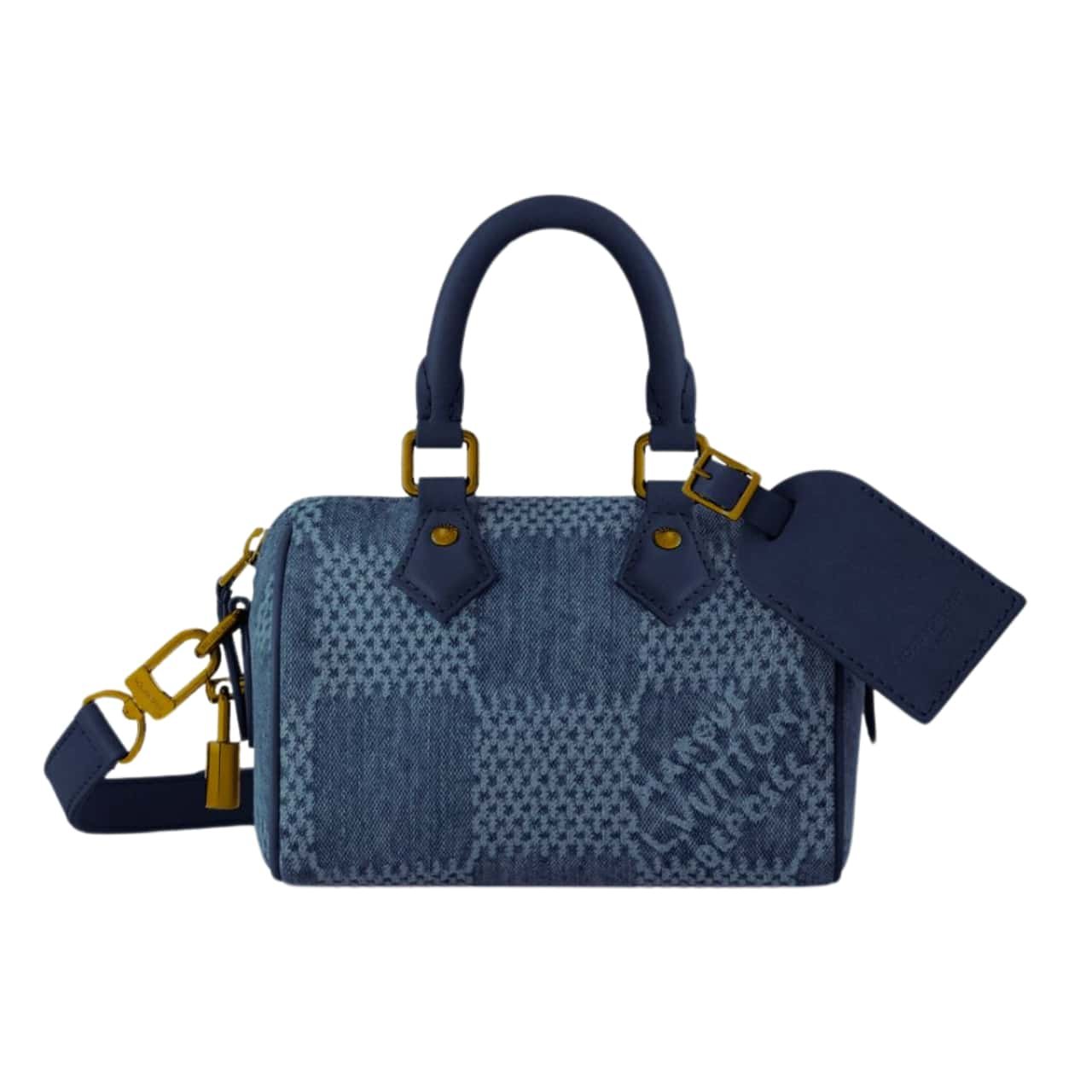 196-1 Louis Vuitton Speedy 18 Bandoulière Denim Blue 18Cm N00208 - Image 1