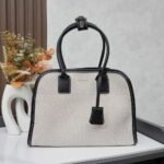 Prada Medium Blend And Leather Tote Bag Black 33Cm 1BG572 2HJA F0I55 V OOZ - Image 2