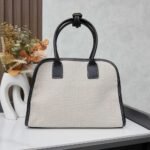 Prada Medium Blend And Leather Tote Bag Black 33Cm 1BG572 2HJA F0I55 V OOZ - Image 5