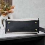 Prada Medium Blend And Leather Tote Bag Black 33Cm 1BG572 2HJA F0I55 V OOZ - Image 4