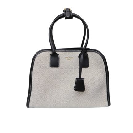 Prada Medium Blend And Leather Tote Bag Black 33Cm 1BG572 2HJA F0I55 V OOZ
