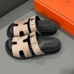 Hermes Chypre Sandal Suede H Logo Silver Hardware Light Brown - Image 2