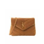 Saint Laurent Loulou Small Shoulder Bag In Suede Brown 22Cm