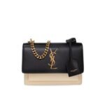 Saint Laurent Sunset Medium Chain Bag In Smooth Black And Beige 22Cm 442906D42EW1089