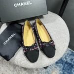 Chanel Ballerina Flat Shoes Tweed In Black - Image 5