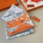 Hermes Sur Mon Nuage Scarf Orange 90Cm H003900S 11 - Image 2