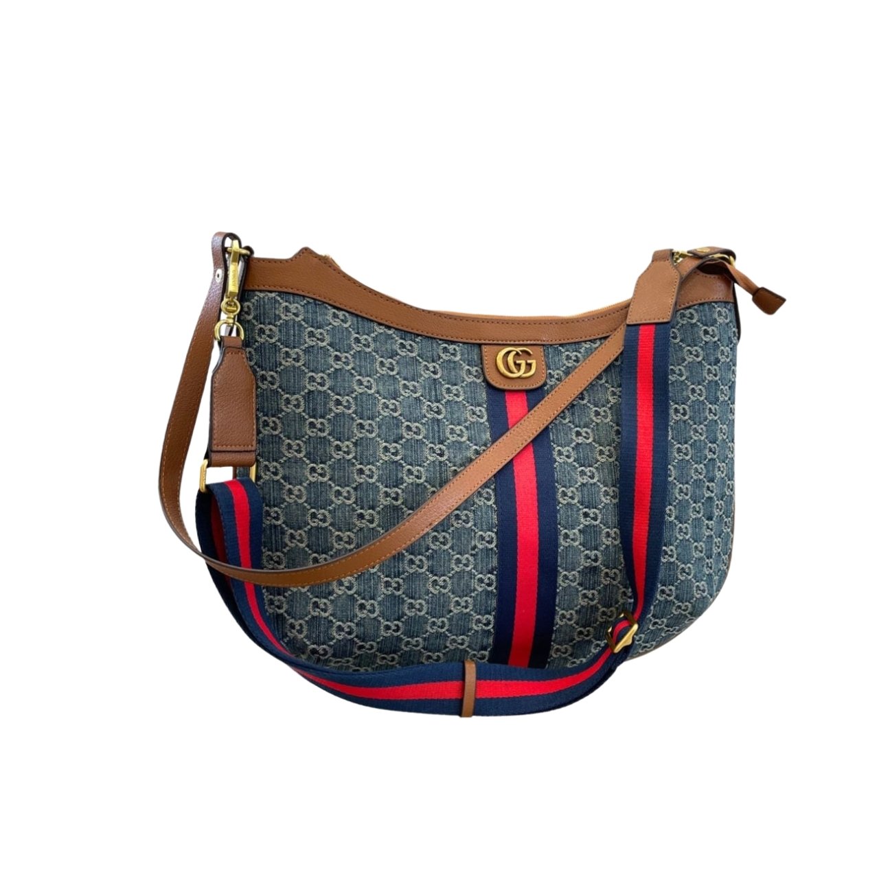 359 Gucci Ophidia Small Shoulder Bag Blue Denim 42Cm - Image 1
