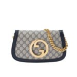 Gucci Blondie Shoulder Bag Gold Hardware Blue 28Cm