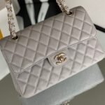 Chanel Classic Handbag Grey With Gold Hardware 26cm  A01112 - Image 2