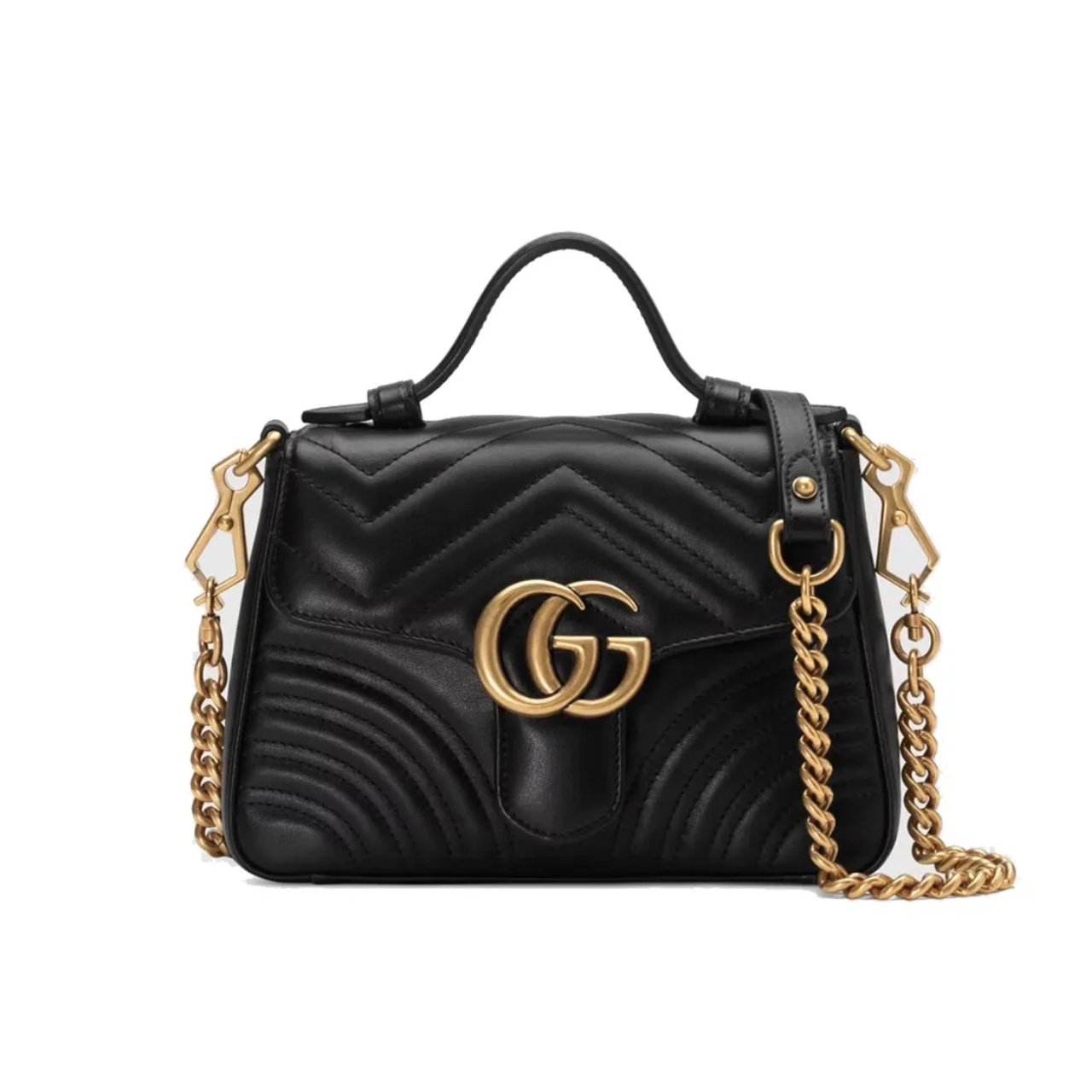 403-1 Gucci GG Marmont Mini Top Handle Bag Black 20Cm 547260 DTDIT 1000 - Image 1