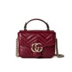 Gucci GG Marmont Mini Top Handle Bag Red 17Cm 811238 AAECK 6207