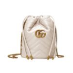 Gucci GG Marmont Matelassé Chevron Mini Bucket Bag White 12Cm 575163 DTDRT 9022