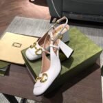 Gucci Women’S Mid Heel Slingback With Horsebit White ‎643892 C9D00 9022 - Image 5