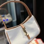 Saint Laurent Le 5 À 7 Linen Canvas Hobo Bag White And Brown 25Cm 657228FAAVH - Image 4
