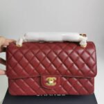 Chanel Medium Classic Double Flap Burgundy Gold Hardware 25Cm - Image 2