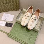 Gucci Jordaan Embroidered Bee And Starleather Loafer White - Image 2