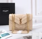 Saint Laurent Loulou Small Chain Bag In Matelassé Y Beige Gold 23Cm 494699DV7272721 - Image 2