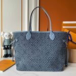 Louis Vuitton Neverfull MM Bag Monogram Denim Blue 32Cm - Image 3