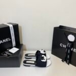 Chanel Camellia Slides Black White - Image 3