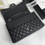 Chanel Maxi Classic Handbag Silver Hardware Black 33Cm - Image 3