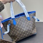 Louis Vuitton Neverfull MM Bag Ikat Flower Monogram Granblue Blue 33Cm M40938 - Image 3