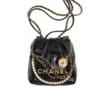 Chanel 22 Mini Handbag Crystal Pearls Black 22Cm AS3980 B10672 94305