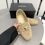 Chanel Leather CC Cap Toe Slip On Loafers White - Image 5