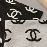 Chanel Wool Cashmere CC Scarf Black White 180Cm - Image 4
