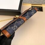 Gucci Jackie 1961 Continental Chain Wallet GG Denim Blue 19Cm - Image 4