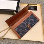 Gucci Jackie 1961 Continental Chain Wallet GG Denim Blue 19Cm - Image 6