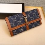 Gucci Jackie 1961 Continental Chain Wallet GG Denim Blue 19Cm - Image 2