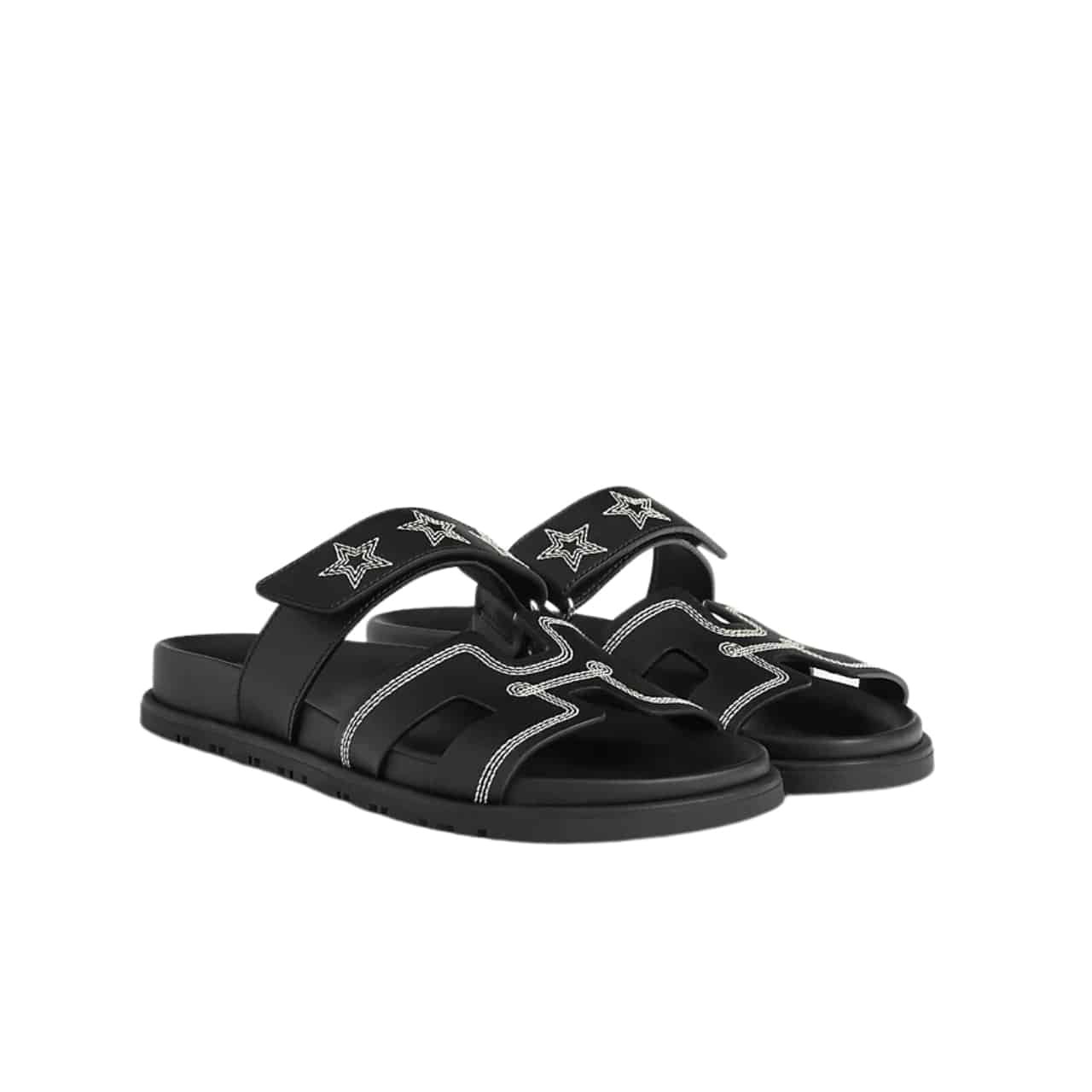 GCBB01-9 Hermes Chypre Sandal Star Stitched Noir H232142Z 02340 - Image 1