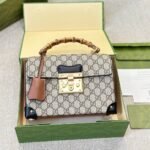 Gucci Padlock Bamboo Handle GG Supreme Handbag Brown 25Cm - Image 2