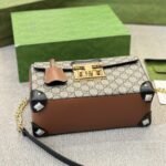 Gucci Padlock Bamboo Handle GG Supreme Handbag Brown 25Cm - Image 6