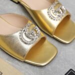 Gucci GG Crystal Slippers Gold - Image 5