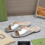 Gucci GG Crystal Slippers Silver - Image 2