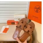 Hermes Slippers Flat Oran Brown H021056Z - Image 6