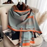 Hermes Cashmere Muffler Blue - Image 3