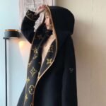 Louis Vuitton Hooded Wrap Coat Monogram Wool In Black - Image 5
