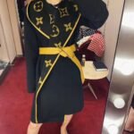 Louis Vuitton Hooded Wrap Coat Monogram Wool In Black - Image 4