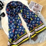 Louis Vuitton Colorful Monogram Scarf Blue 180Cm - Image 4