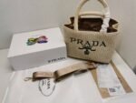 Prada Raffia Tote Bag In Beige 29Cm - Image 2