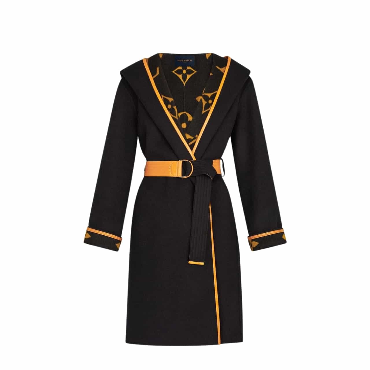 TBNB-2-3 Louis Vuitton Hooded Wrap Coat Monogram Wool In Black - Image 1