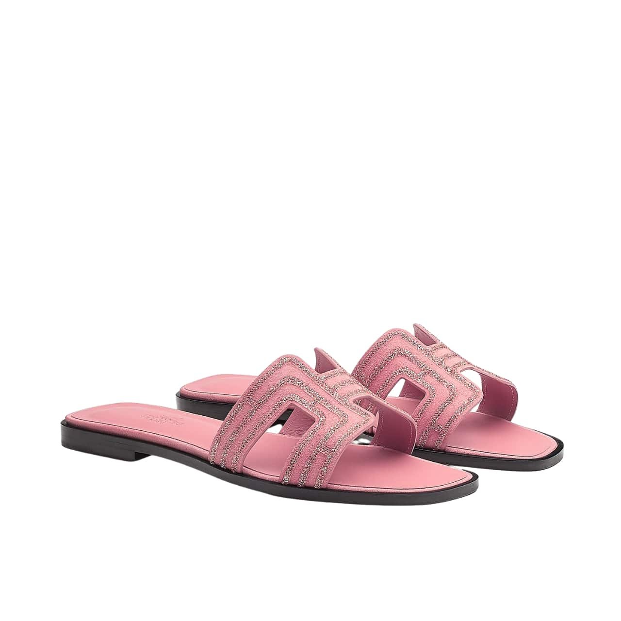 TBNB-21 Hermes Oran Sandal Rose Aube H212010Z 9M380 - Image 1