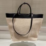 Prada Crochet And Leather Tote Bag Tan And Black 33Cm 1BG499 2M2Q F0I55 V GOO - Image 8