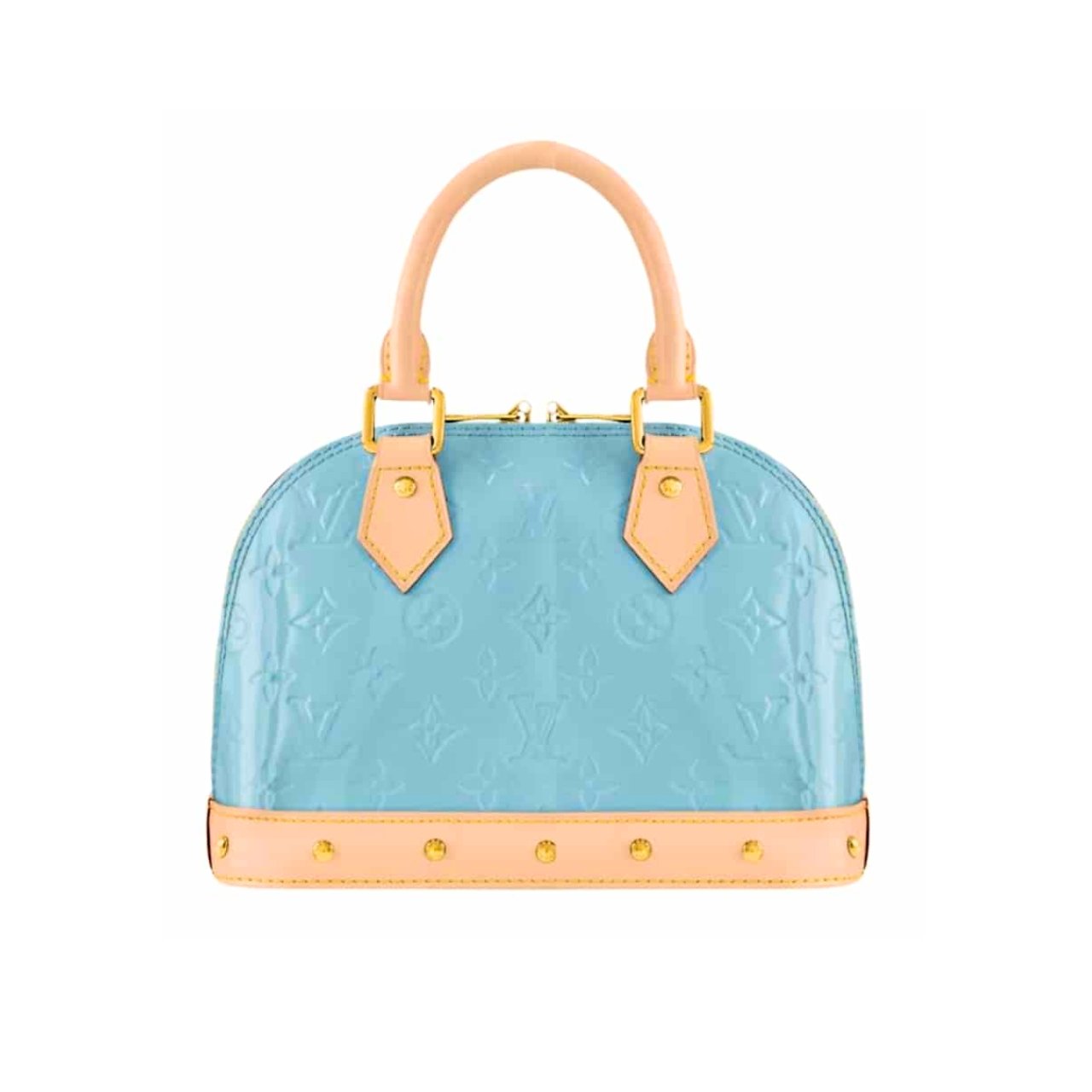 Thumbnail-10-6 Louis Vuitton Alma Nano Monogram Vernis Embossed Sky Blue 18Cm M24062 - Image 1
