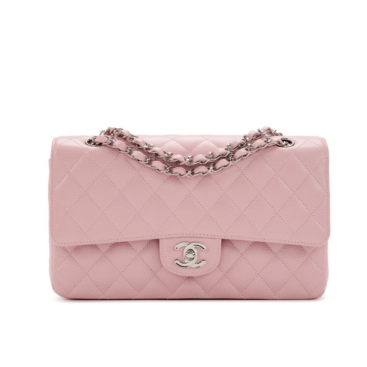 Thumbnail-35 Chanel Medium Classic Flap Bag Silver Hardware Pink 25Cm - Image 1