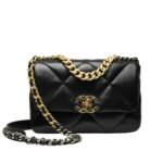Chanel 19 Flap Bag Shiny Gold And Silver Tone Black 26Cm AS1160 B04852 94305